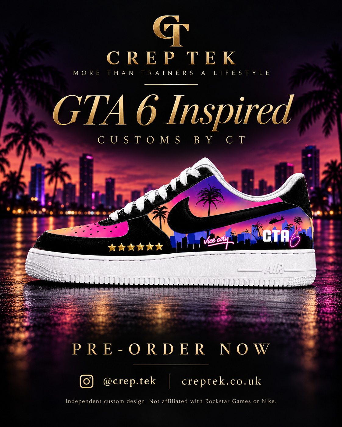 CT GTA-inspired trainers with sunset artwork